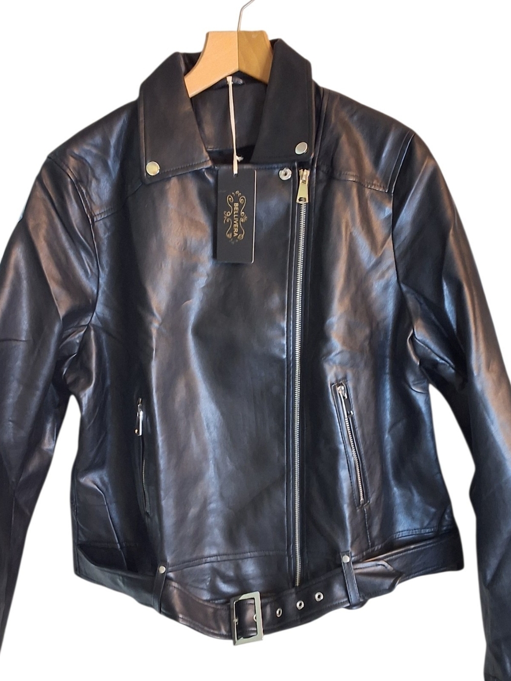 NWT Classic Black Leather Moto Jacket Faux Leather XXL